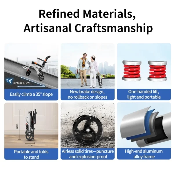 Lightweight Foldable Wheelchair with Shock Absorber