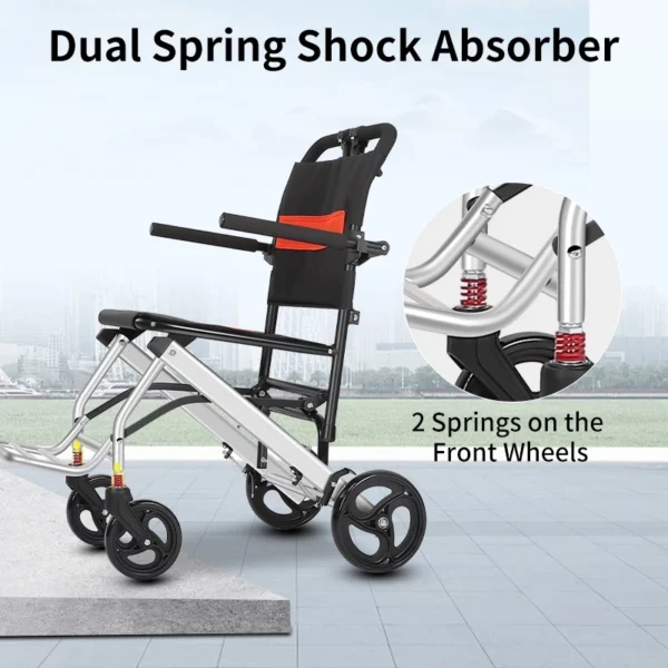 Lightweight Foldable Wheelchair with Shock Absorber