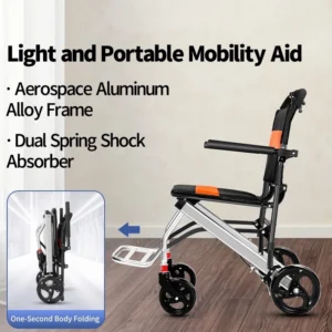 Lightweight Foldable Wheelchair with Shock Absorber