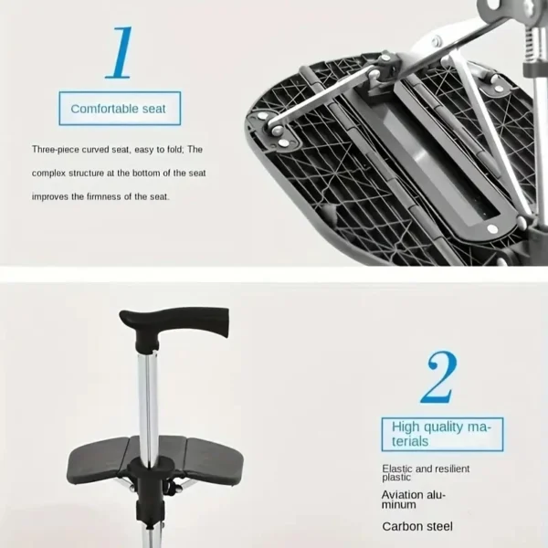 2 in 1 Walking Cane with Foldable Seat