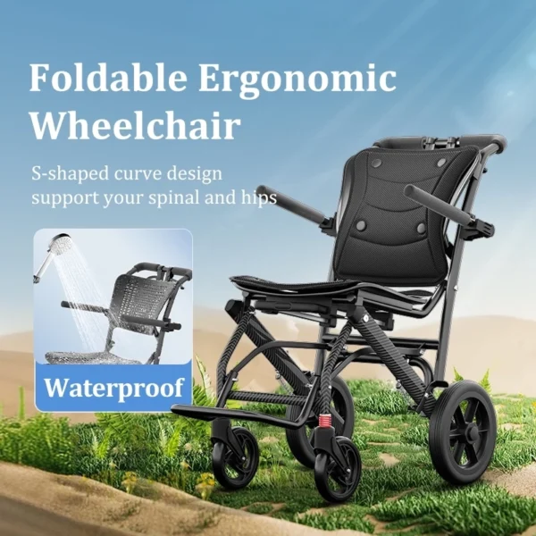 Foldable Ergonomic Walker Wheelchair with Luggage Handle