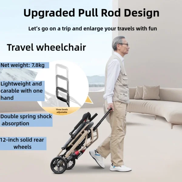 Travel Wheelchair with Luggage Handle