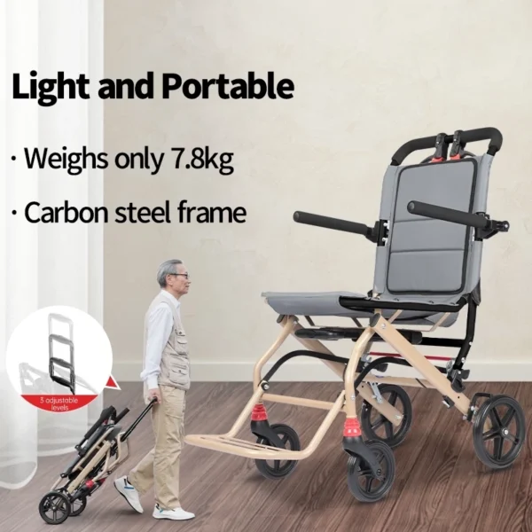Travel Wheelchair with Luggage Handle