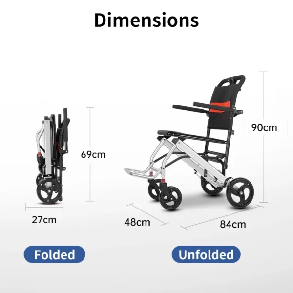 Lightweight Foldable Wheelchair with Shock Absorber