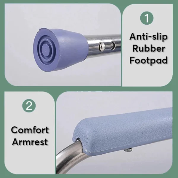 Foldable Medical Commode Chair with Wheels Height Adjustable