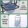 Foldable Medical Commode Chair with Wheels Height Adjustable