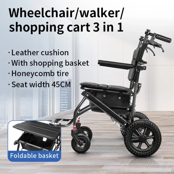 3 in 1 Lightweight Rollator Walker with Shopping Cart
