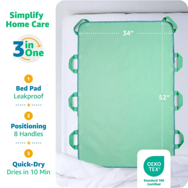 Washable Positioning Bed Pad with Handles