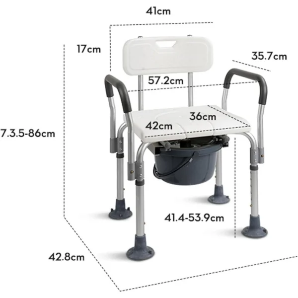 Height Adjustable Folding Bedside Commode & Shower Chair