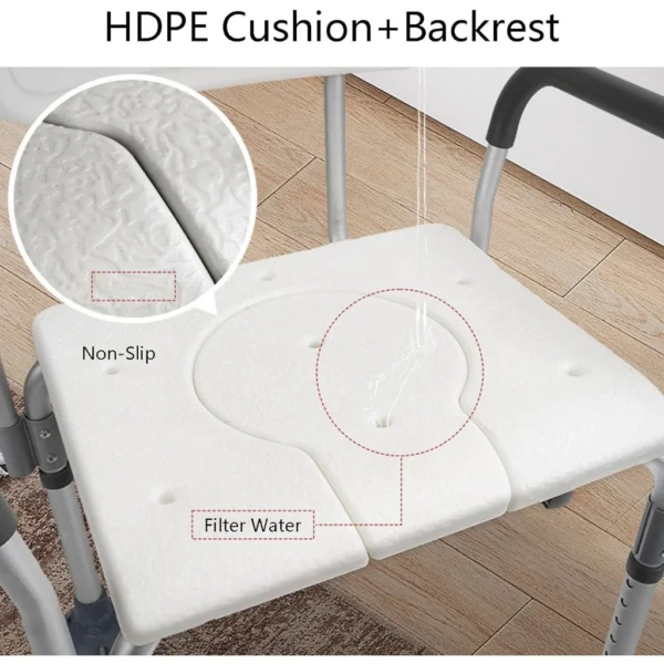 Height Adjustable Folding Bedside Commode & Shower Chair