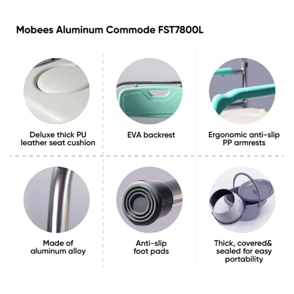 MOBEES Aluminum Commode Chair FST7800L
